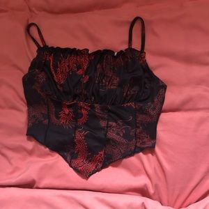 Red and black dragon woman’s crop top